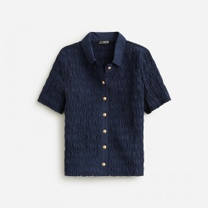 Navy J.Crew Smocked button-up shirt in Liberty® Eliza's Red fabric | J.Crew Factory | JMHVK0152