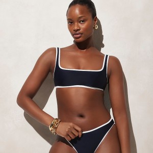 Navy J.Crew Squareneck bikini top with contrast trim | J.Crew Factory | UCNSA0981