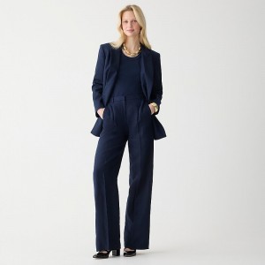 Navy J.Crew Wide-leg essential pant in linen | J.Crew Factory | IUVPY6785