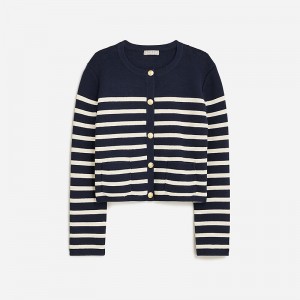 Navy Moroccan Sand J.Crew Emilie sweater lady jacket with contrast trim | J.Crew Factory | HREIW0421