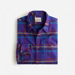 Nolan Plaid Blue Multi J.Crew Midweight flannel workshirt in regenerative cotton | J.Crew Factory | VCWZT4091