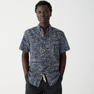 Ocean Batik Indigo Natu J.Crew Short-sleeve cotton-linen blend shirt in print | J.Crew Factory | CBQZJ1720