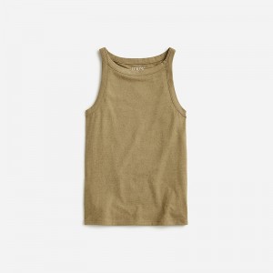 Olive J.Crew High-neck tank top stretch linen blend | J.Crew Factory | DEZSA8309