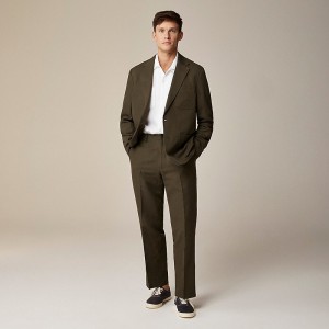 Olive J.Crew Kenmare Relaxed-fit unstructured suit jacket in cotton-linen blend herringbone | J.Crew Factory | UTBND7632