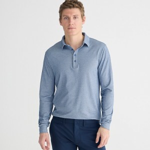 Oxford Blue J.Crew Long-sleeve performance polo shirt with COOLMAX® technology | J.Crew Factory | JBAMI2890