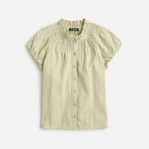 Pale Surplus J.Crew Smocked-neck top in textured gauze | J.Crew Factory | YMQFU8613