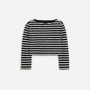 Perfect Black Stripe J.Crew Cropped boatneck T-shirt in mariner cotton | J.Crew Factory | WEHRT5816