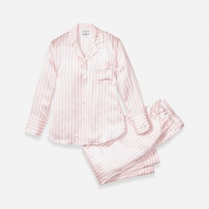 Pink J.Crew Petite Plume™ pajama set in mulberry silk | J.Crew Factory | WIJCU8632