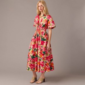 Pink Multi Floral J.Crew Elena shirtdress in cotton poplin | J.Crew Factory | LPIAD1924