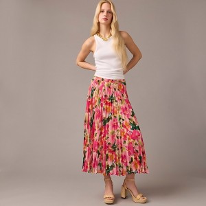 Pink Multi Floral J.Crew Gwyneth pleated skirt in floral chiffon | J.Crew Factory | DRQHW5624