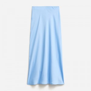 Placid Sky J.Crew Gwyneth slip skirt in floral luster charmeuse | J.Crew Factory | TFXNV3965