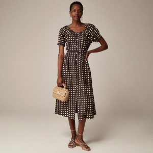 Plum Brown J.Crew Button-up midi dress cotton poplin | J.Crew Factory | ECHZS5032