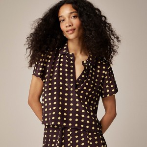 Plum Brown J.Crew Sheer popover top in crepe de chine | J.Crew Factory | DHMSB2340