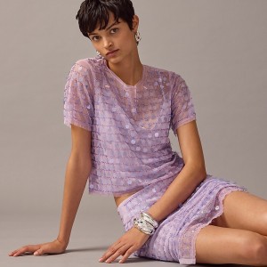 Purple Sequin Stripe J.Crew Collection layered sequin T-shirt | J.Crew Factory | EXRBF5073