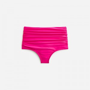 Radiant Fuchsia J.Crew Ruched high-rise full-coverage bikini bottom | J.Crew Factory | QKVWM4530