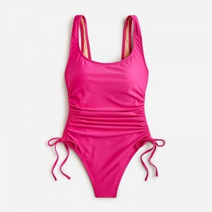 Radiant Fuchsia J.Crew Ruched side-tie one-piece swimsuit | J.Crew Factory | HYFVZ9604