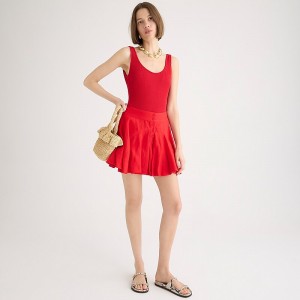 Red J.Crew Button-up mini skirt in linen | J.Crew Factory | TIXEU8652