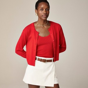 Red J.Crew Featherweight cashmere shrunken cardigan sweater | J.Crew Factory | TWULZ0943