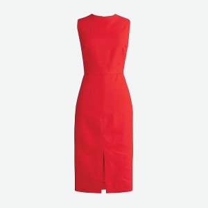 Red J.Crew High-neck sheath dress in stretch linen blend | J.Crew Factory | HZJGD3825