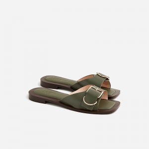 Rich Olive J.Crew Callie sandals in leather | J.Crew Factory | AKFJO1740