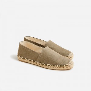 Rich Olive J.Crew Made-in-Spain espadrille flats in linen | J.Crew Factory | LYWAN5379