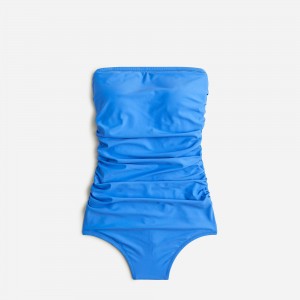 Sail Blue J.Crew Ruched bandeau one-piece swimsuit | J.Crew Factory | KQPEG4352