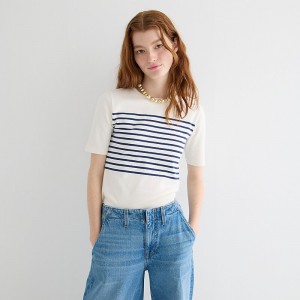 Sea Bright Ivory Navy S J.Crew Perfect-fit elbow-sleeve T-shirt | J.Crew Factory | LBQVG8157