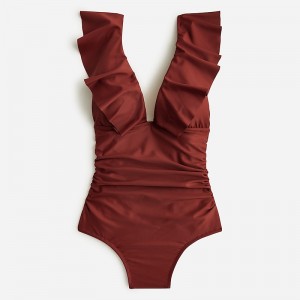 Sienna J.Crew Ruched ruffle one-piece swimsuit | J.Crew Factory | BXLFO7612