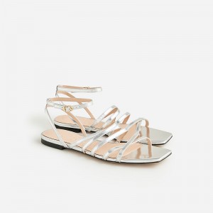 Silver Mirror J.Crew New Capri strappy sandals in metallic leather | J.Crew Factory | FRPOY4069