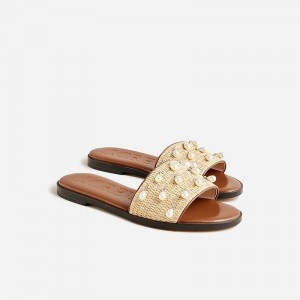 Straw J.Crew Georgina woven sandals in metallic leather | J.Crew Factory | OTMDJ3672