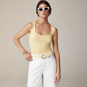 Sunflower Sands J.Crew Cropped fine rib scoopneck tank top | J.Crew Factory | ORBPL8369