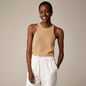 Sunkissed Khaki J.Crew Cashmere pointelle tank top | J.Crew Factory | NEWJK8074