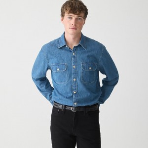 Three Year Denim Wash J.Crew Chesapeake midweight denim workshirt with embroidery | J.Crew Factory | ANDJK8071