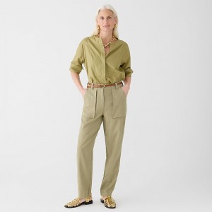 Timbered Khaki J.Crew Seaside cargo pant in linen-TENCEL™ lyocell blend | J.Crew Factory | JUNCI9361