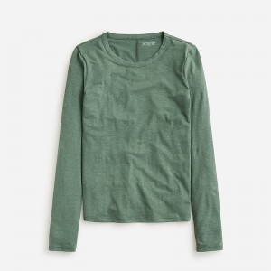 Topiary J.Crew Stretch linen-blend crewneck long-sleeve T-shirt | J.Crew Factory | JYFQN9380