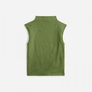 Utility Green J.Crew Fitted mockneck tank top in stripe stretch cotton blend | J.Crew Factory | MTIBS1279