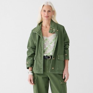 Utility Green J.Crew Funnelneck field jacket in heavyweight twill | J.Crew Factory | NOULQ9068