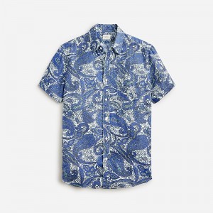 Vineyard Paisley Blue M J.Crew Short-sleeve linen shirt with point collar in print | J.Crew Factory | NHKTE5138