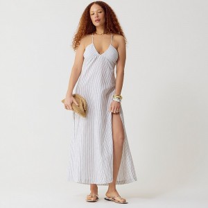 White Dark Evening J.Crew Cross-back beach dress in linen-cotton blend | J.Crew Factory | WAJSF8219