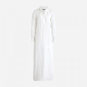 White J.Crew Bungalow embroidered dress in linen | J.Crew Factory | XZNRL7264