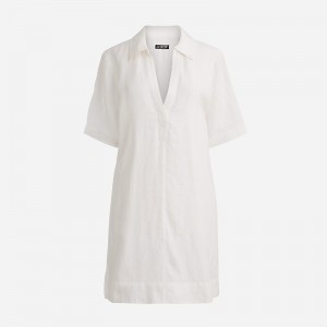 White J.Crew Bungalow popover dress linen | J.Crew Factory | MKGQX2743