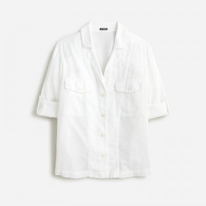 White J.Crew Camp-collar shirt in featherweight linen blend | J.Crew Factory | QURAV3548