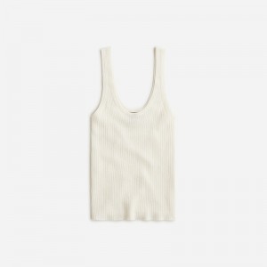 White J.Crew Featherweight cashmere ribbed tank top | J.Crew Factory | KGSQX5840