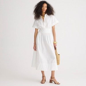 White J.Crew Fitted-waist shirtdress in Liberty® Eliza's Yellow fabric | J.Crew Factory | QCEMT7345