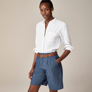 White J.Crew Garçon classic shirt in striped cotton-linen blend gauze | J.Crew Factory | NGETR1804