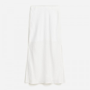 White J.Crew Gwyneth slip skirt in striped linen | J.Crew Factory | VGYAM8912