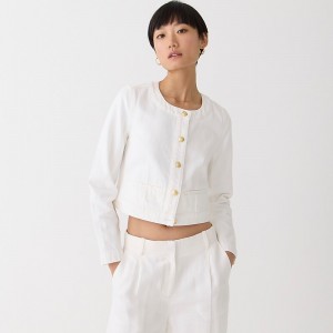 White J.Crew Louisa lady jacket in white denim | J.Crew Factory | HBESQ7205