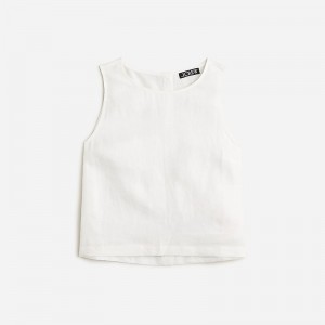 White J.Crew Maxine button-back top in linen | J.Crew Factory | TDMGP7526