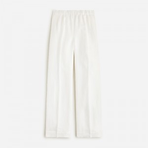 White J.Crew Pleated pull-on pant in linen-cupro blend | J.Crew Factory | KYXVN1952