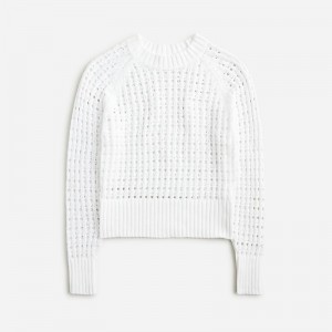 White J.Crew Pointelle crewneck sweater | J.Crew Factory | PAQOW3475